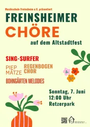 Plakat Freinsheimer Chöre zum Altstadtfest mit den Teilnehmern, der Uhrzeit und dem Veranstaltungsort 