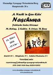Plakat Konzert Naschuwa mit einem gemalten Bild von vier Musikern