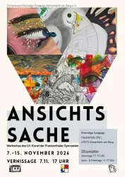 Plakat der Ausstellung ANSICHTSSACHE in der ehem. Synagoge in Weisenheim/Bg.