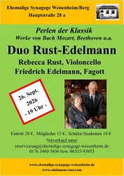 Plakat zum Konzert "Perlen der Klassik" mit dem Duo Rust-Edelmann