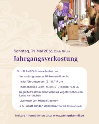 Plakat mit Programm zur Jahrgangsverkostung