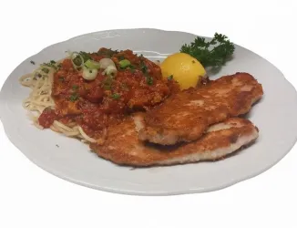 Picata mit Spaghetti und Soße