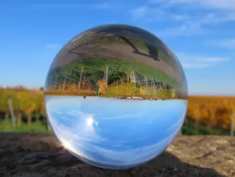 Blick durch die Glaskugel nach Herxheim am Berg