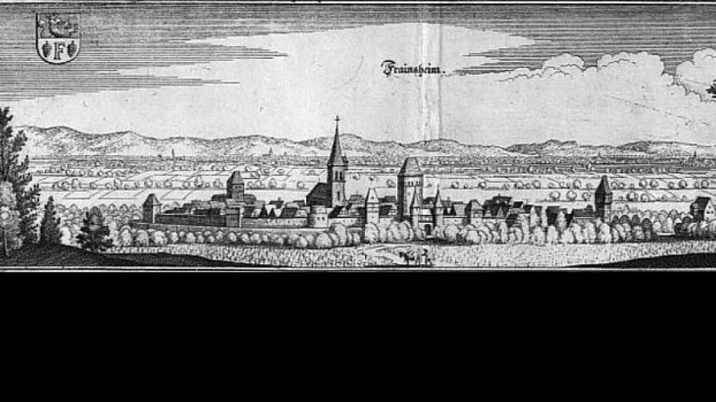 Stadtansicht Freinsheim nach Merian um 1615