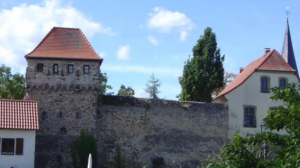 Freinsheimer Stadtmauer vom Barockgarten aus gesehen