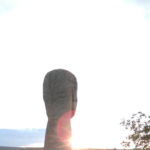 Eine Gruppe sitzt am Freinsheimer Oschelskopf und genießt einen Sonnenuntergang.